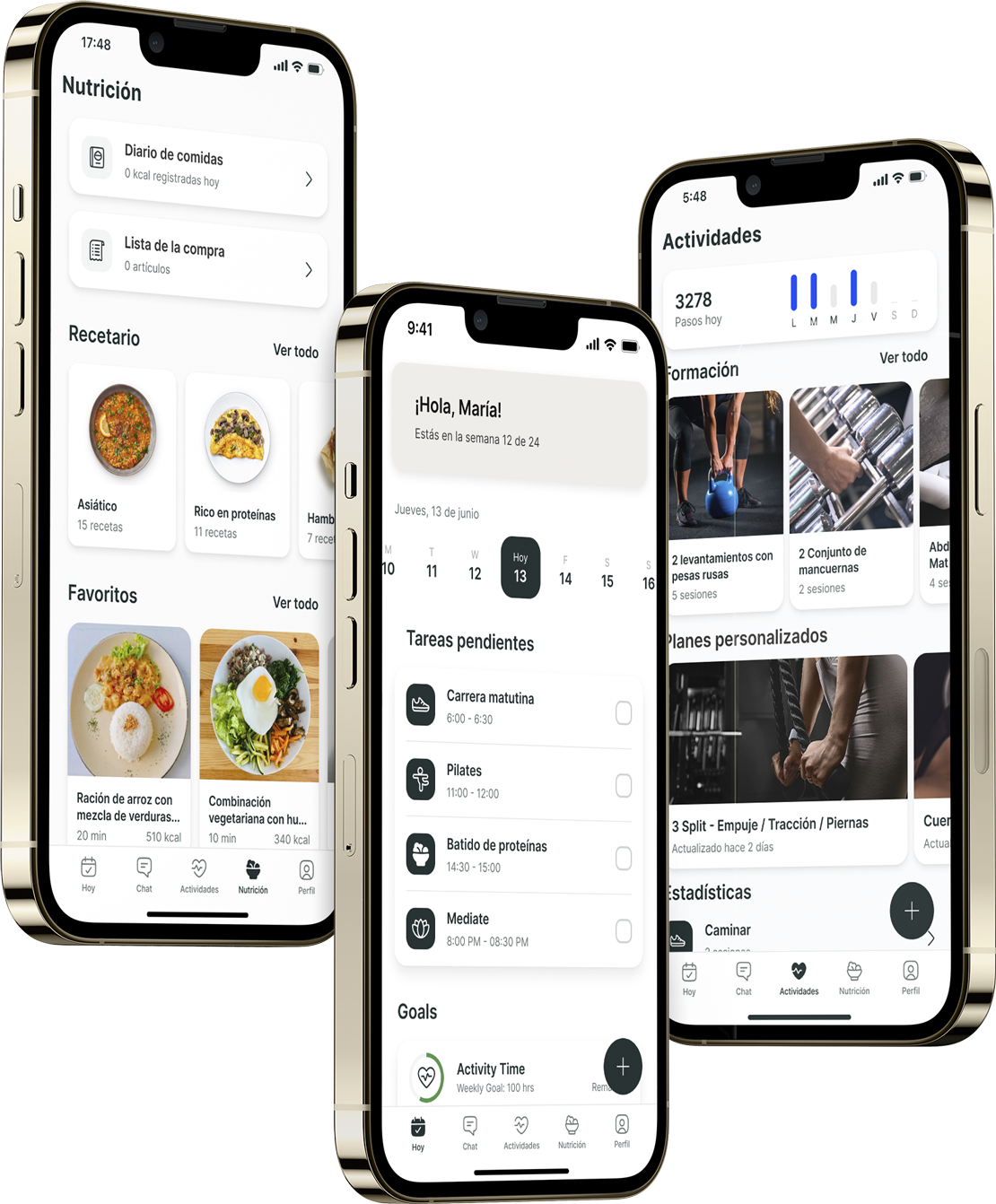 Un mockup de la app de coaching mostrando las funciones.